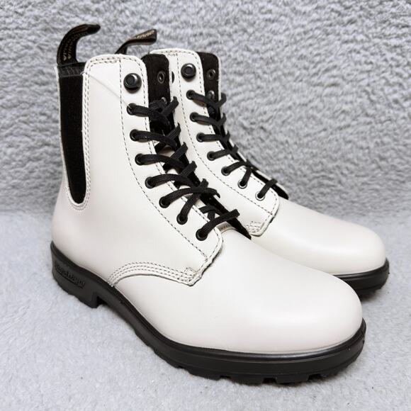 Blundstone 2324 Lace Up Gore Womens Size 8 Ankle Boots Oat White Leather - Picture 1 of 11